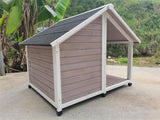 Dog Kennels: YES4PETS L Timber Pet Dog Kennel House Puppy Wooden Timber Cabin 130x105x100cm Grey