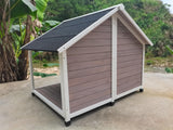 YES4PETS L Timber Pet Dog Kennel House Puppy Wooden Timber Cabin 130x105x100cm Grey