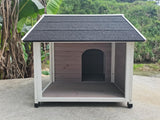 Dog Kennels: YES4PETS L Timber Pet Dog Kennel House Puppy Wooden Timber Cabin 130x105x100cm Grey