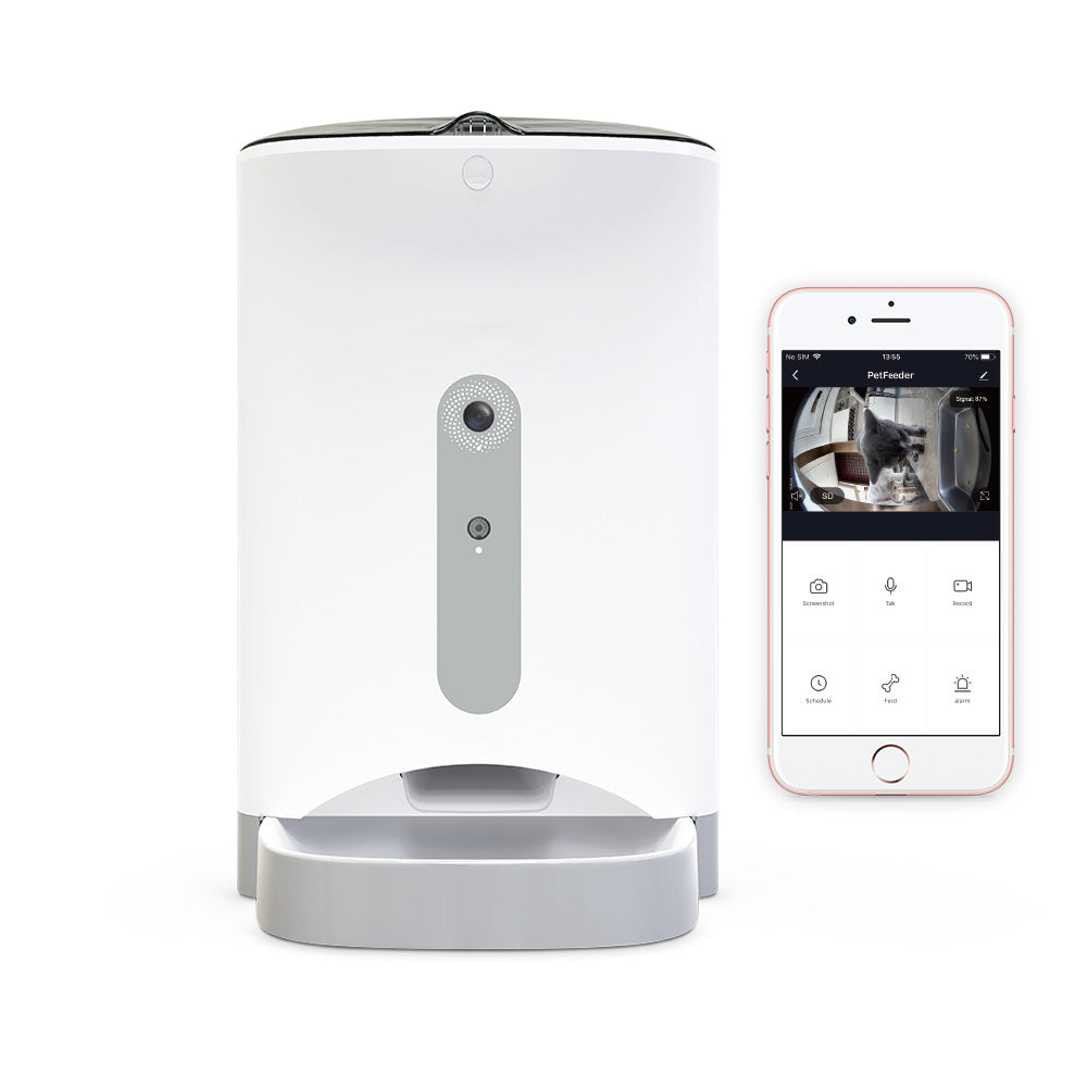 Security Cameras & Accessories: Smart Automatic Pet Dog Cat Rabbit Feeder Smartphone Camera APP for iPhone Android