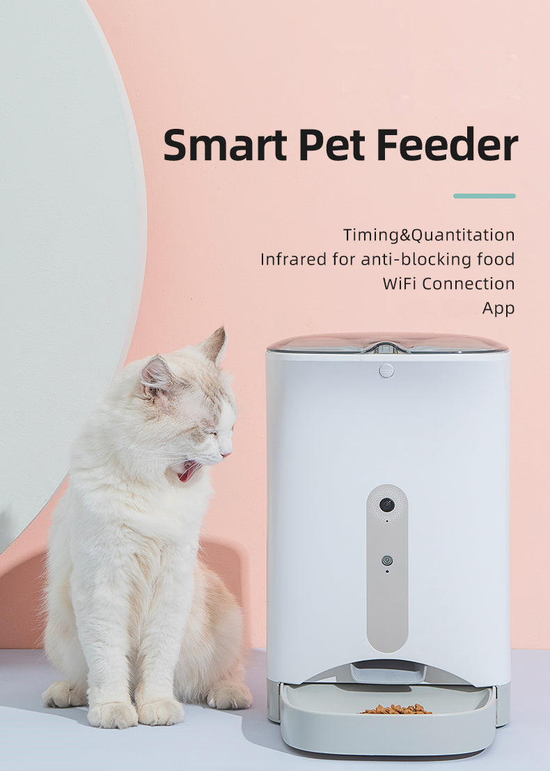Security Cameras & Accessories: Smart Automatic Pet Dog Cat Rabbit Feeder Smartphone Camera APP for iPhone Android