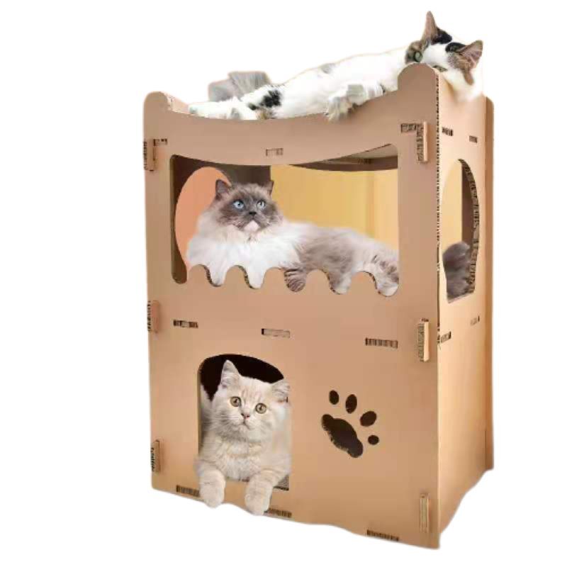 Cat Scratching Posts: YES4PETS Cat Cardboard House Tower Condo Scratcher Pet Post Furniture Double Storey
