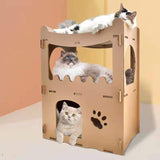 Cat Scratching Posts: YES4PETS Cat Cardboard House Tower Condo Scratcher Pet Post Furniture Double Storey