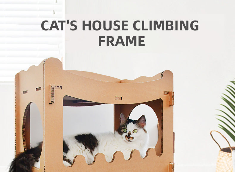 Cat Scratching Posts: YES4PETS Cat Cardboard House Tower Condo Scratcher Pet Post Furniture Double Storey