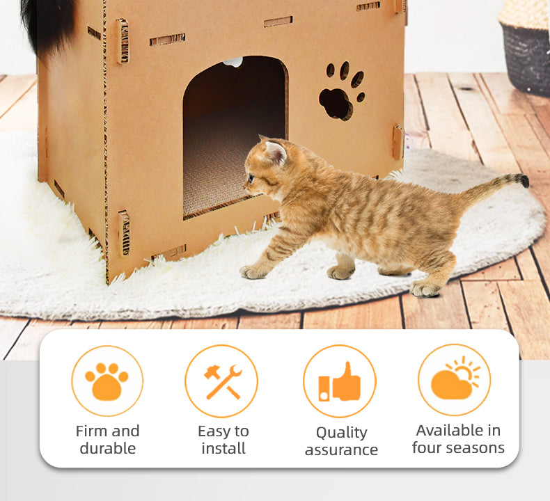 Cat Scratching Posts: YES4PETS Cat Cardboard House Tower Condo Scratcher Pet Post Furniture Double Storey