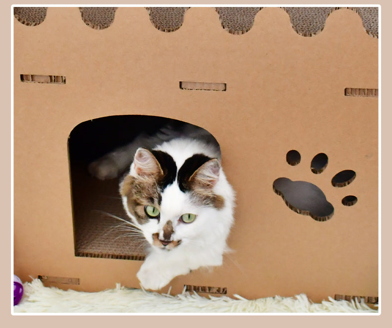 Cat Scratching Posts: YES4PETS Cat Cardboard House Tower Condo Scratcher Pet Post Furniture Double Storey