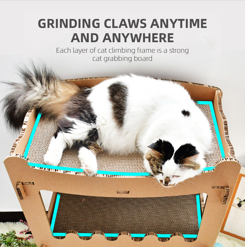 Cat Scratching Posts: YES4PETS Cat Cardboard House Tower Condo Scratcher Pet Post Furniture Double Storey