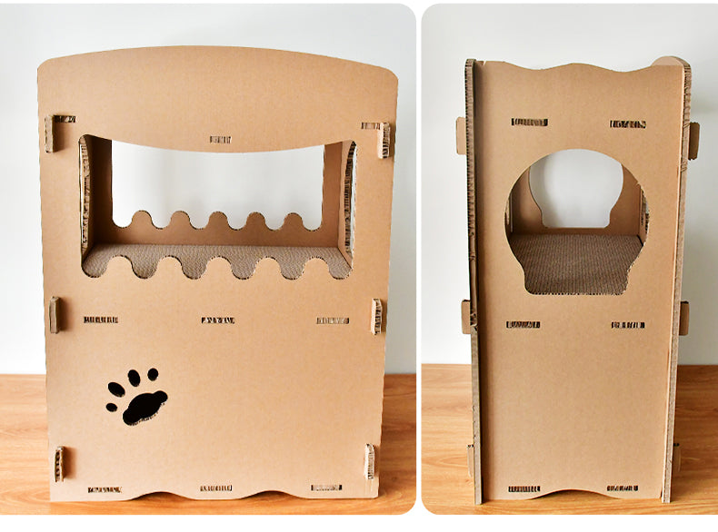 Cat Scratching Posts: YES4PETS Cat Cardboard House Tower Condo Scratcher Pet Post Furniture Double Storey