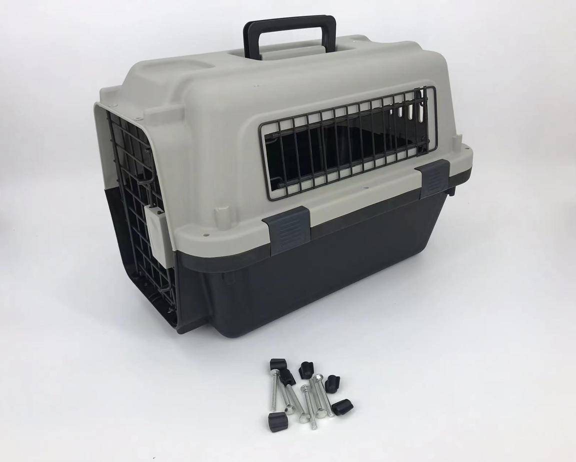 Dog Carriers & Crates: YES4PETS Medium Portable Pet Dog Cat Carrier Travel Bag Cage House Safety Lockable Kennel Grey