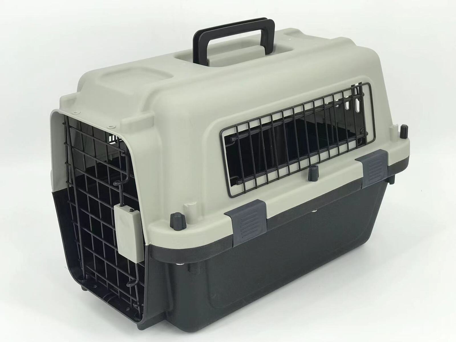 Dog Carriers & Crates: YES4PETS Medium Portable Pet Dog Cat Carrier Travel Bag Cage House Safety Lockable Kennel Grey