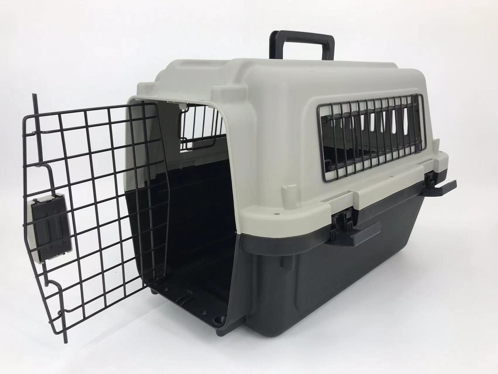 Dog Carriers & Crates: YES4PETS Medium Portable Pet Dog Cat Carrier Travel Bag Cage House Safety Lockable Kennel Grey