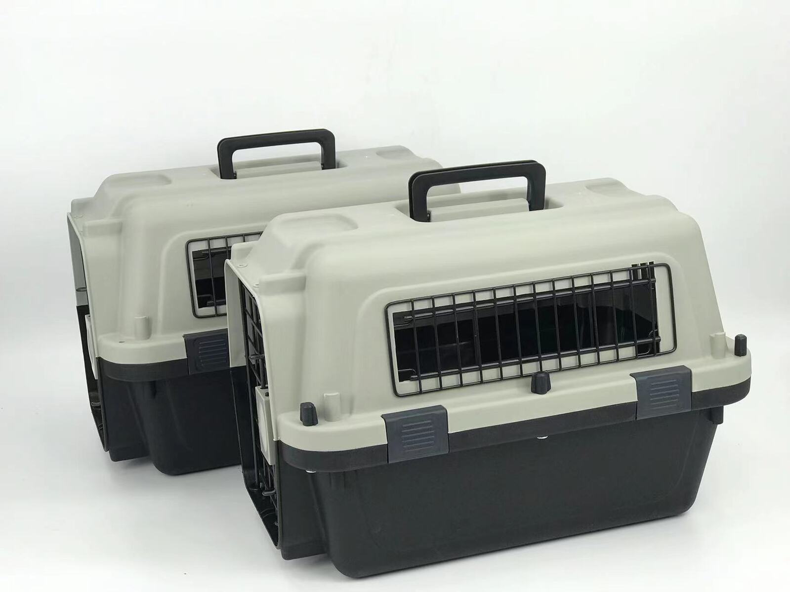 Dog Carriers & Crates: YES4PETS Medium Portable Pet Dog Cat Carrier Travel Bag Cage House Safety Lockable Kennel Grey