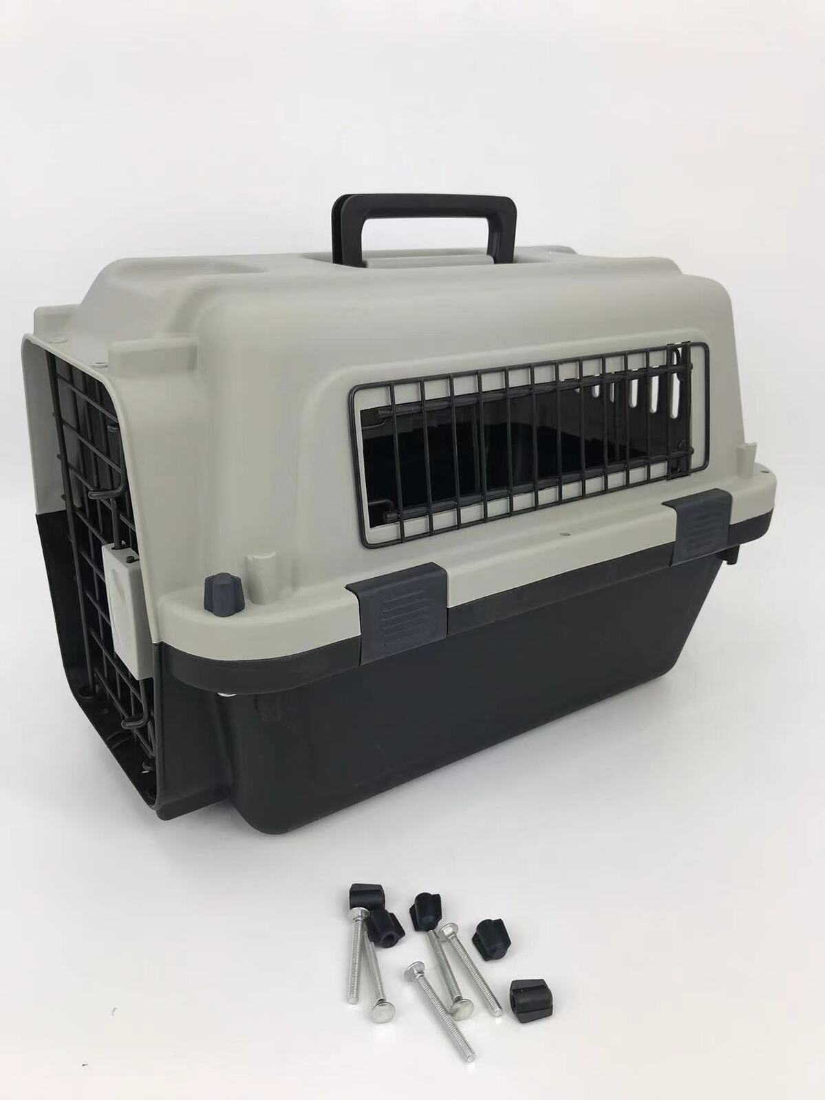 Dog Carriers & Crates: YES4PETS Medium Portable Pet Dog Cat Carrier Travel Bag Cage House Safety Lockable Kennel Grey