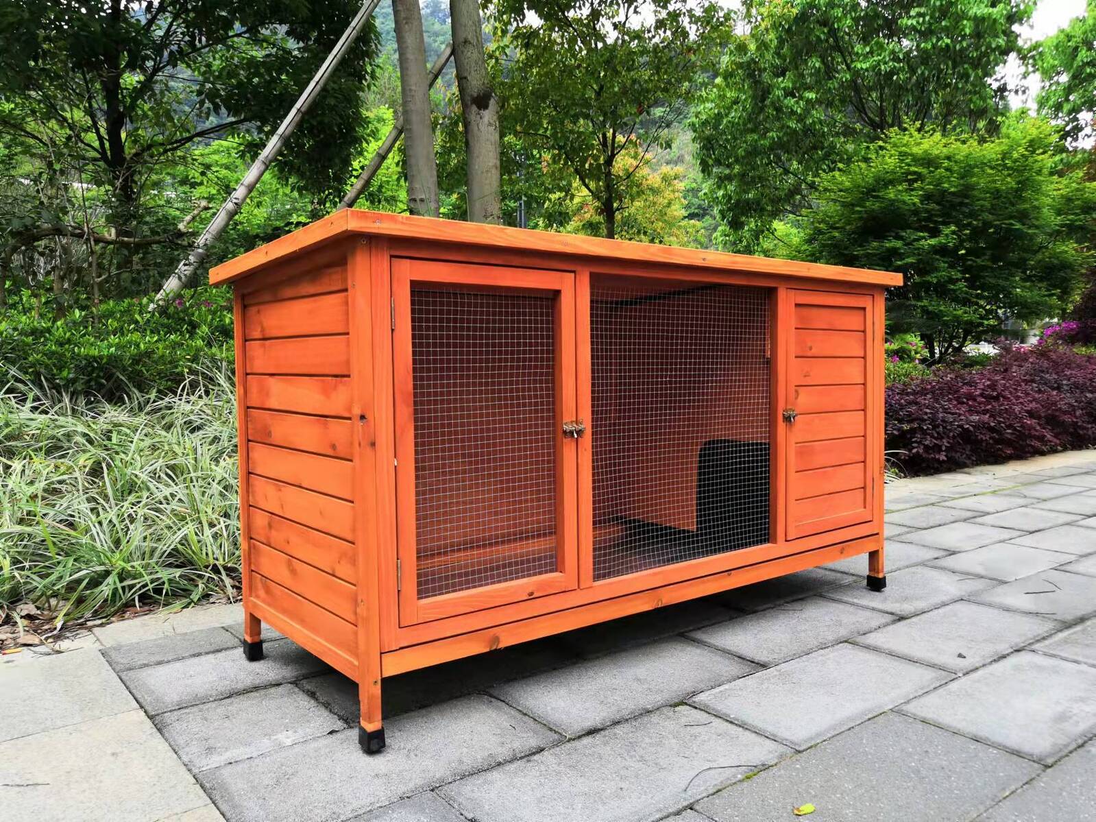 Small Animal Habitats & Cages: YES4PETS XXL Rabbit Hutch Guinea Pig Cage , Ferret cage Chicken Coop W Pull Out Tray 150x60x75 cm