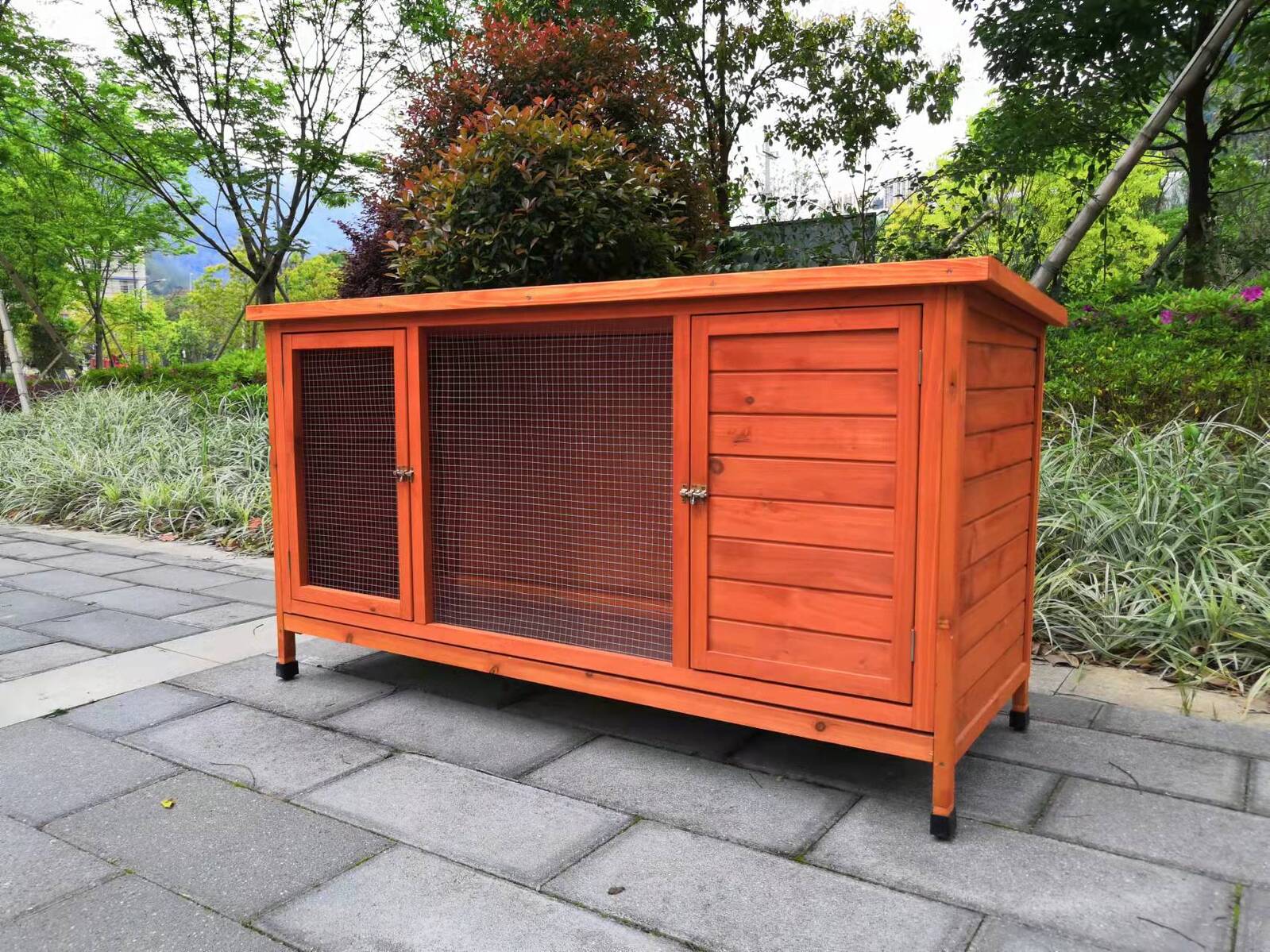 Small Animal Habitats & Cages: YES4PETS XXL Rabbit Hutch Guinea Pig Cage , Ferret cage Chicken Coop W Pull Out Tray 150x60x75 cm
