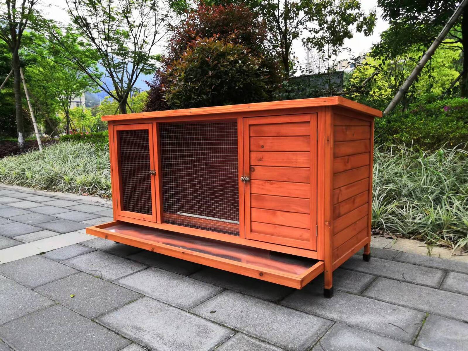 Small Animal Habitats & Cages: YES4PETS XXL Rabbit Hutch Guinea Pig Cage , Ferret cage Chicken Coop W Pull Out Tray 150x60x75 cm