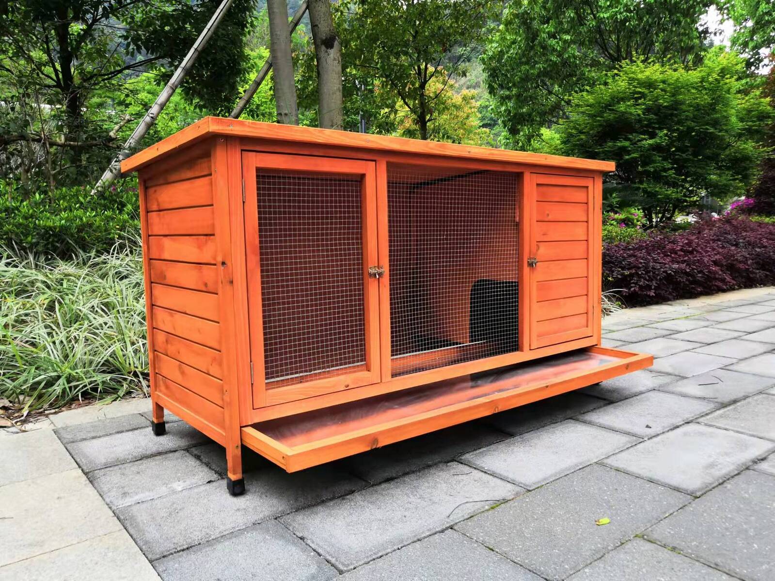 Small Animal Habitats & Cages: YES4PETS XXL Rabbit Hutch Guinea Pig Cage , Ferret cage Chicken Coop W Pull Out Tray 150x60x75 cm
