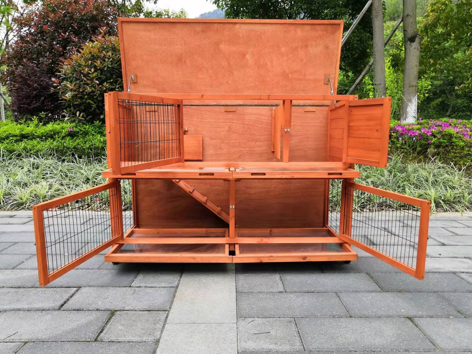 Small Animal Habitats & Cages: YES4PETS 150 cm XXL Double Storey Rabbit Hutch Guinea Pig Ferret Cage Cat House