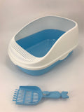 Cat Litter: YES4PETS Large Deep Cat Toilet Litter Box Tray High Wall with Scoop Blue