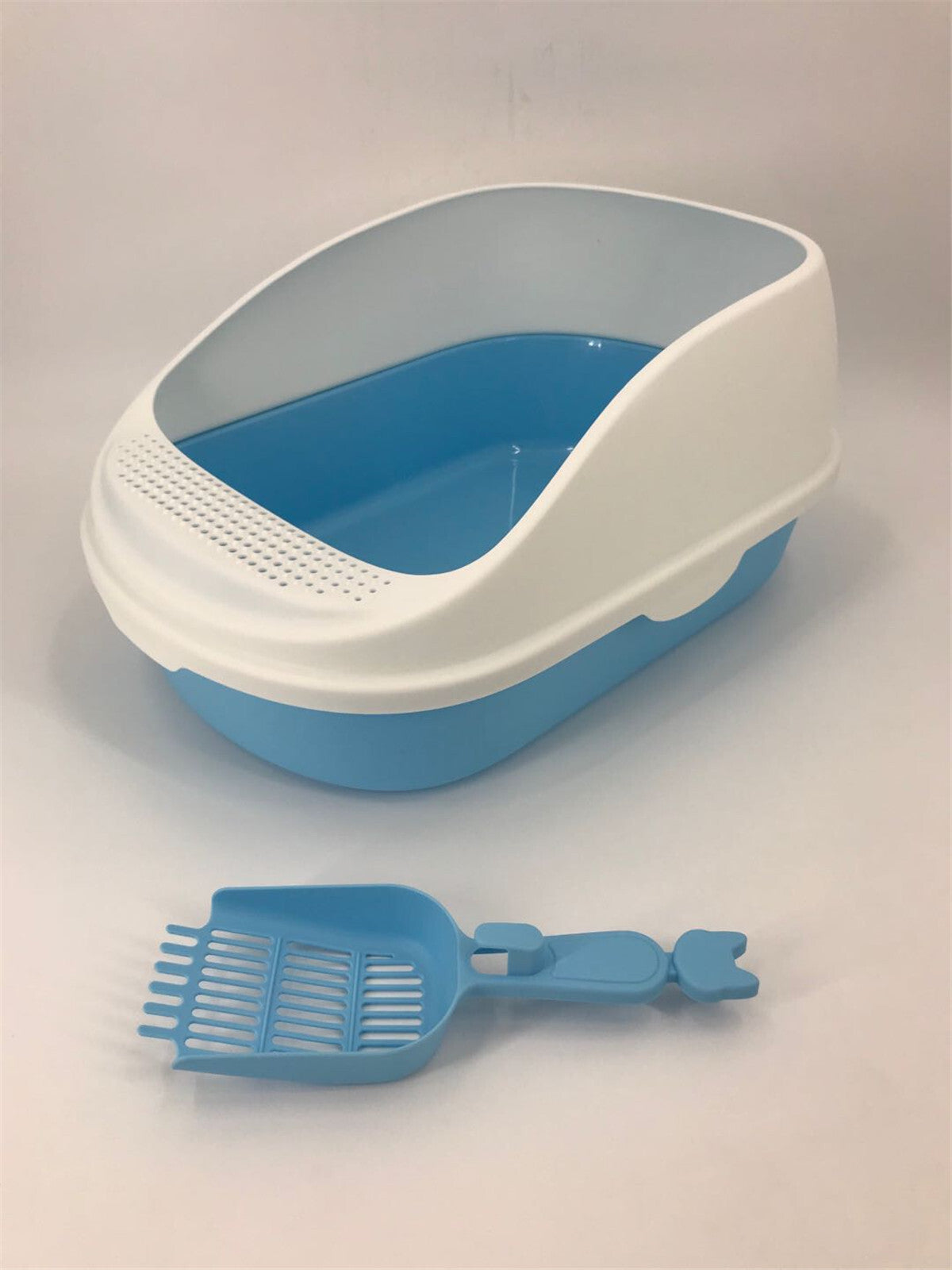 Cat Litter: YES4PETS Large Deep Cat Toilet Litter Box Tray High Wall with Scoop Blue