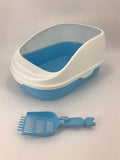 Cat Litter: YES4PETS Large Deep Cat Toilet Litter Box Tray High Wall with Scoop Blue