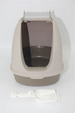 YES4PETS Cat Toilet Litter Box  Portable Hooded Tray House with Scoop and  Handle Brown