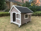 Dog Kennels: YES4PETS L Timber Pet Dog Kennel House Puppy Wooden Timber Cabin Grey