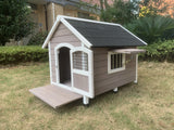 Dog Kennels: YES4PETS L Timber Pet Dog Kennel House Puppy Wooden Timber Cabin Grey