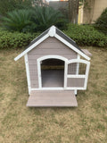 Dog Kennels: YES4PETS L Timber Pet Dog Kennel House Puppy Wooden Timber Cabin Grey