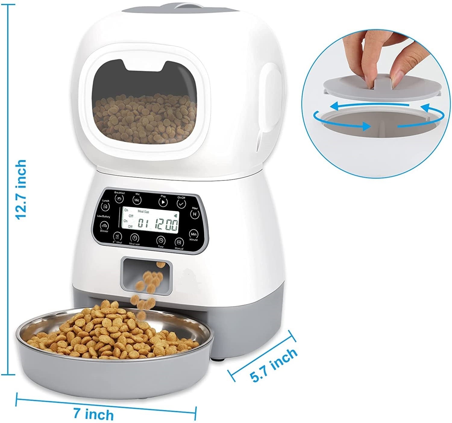 Dog Bowls, Feeders & Waterers: YES4PETS 3.5L Visible Automatic Digital Pet Dog Cat Feeder Food Bowl Dispenser