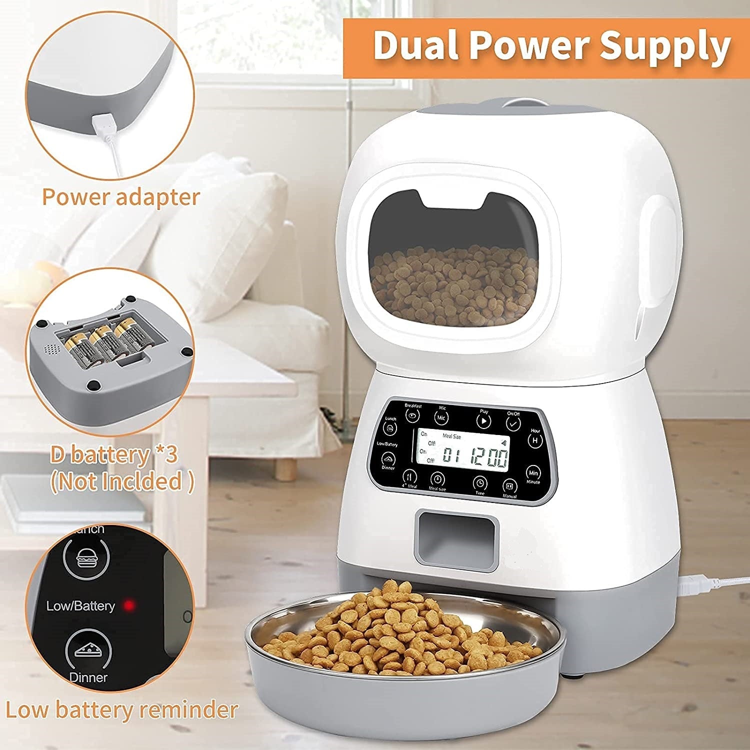 Dog Bowls, Feeders & Waterers: YES4PETS 3.5L Visible Automatic Digital Pet Dog Cat Feeder Food Bowl Dispenser