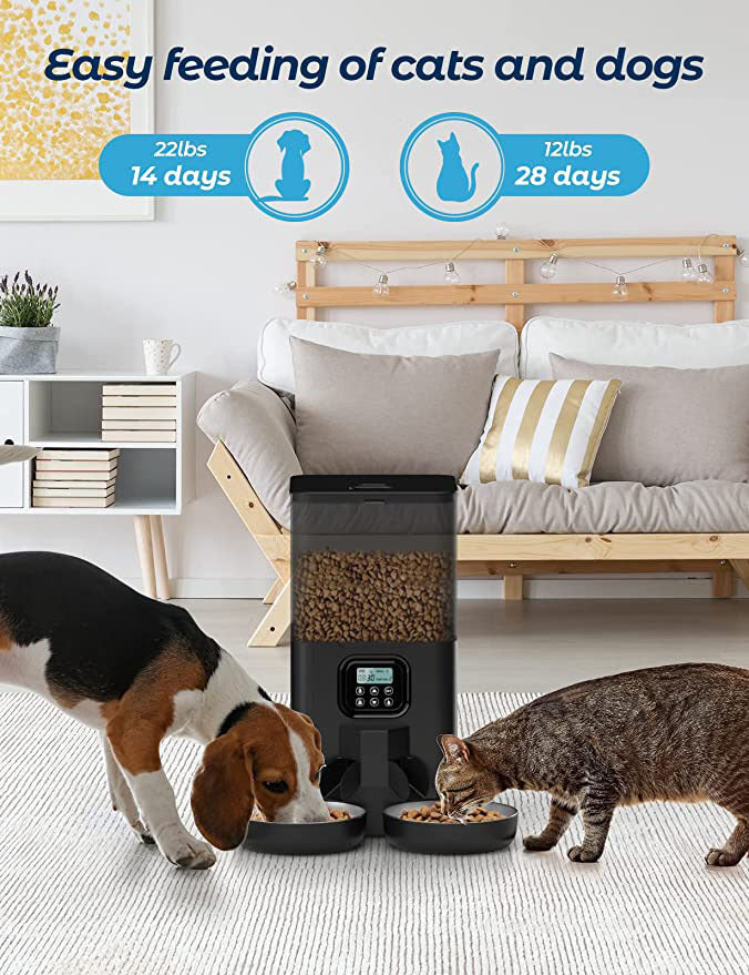 Dog Bowls, Feeders & Waterers: YES4PETS 6L Automatic Digital Pet Dog Cat Feeder Double Food Bowl Dispenser