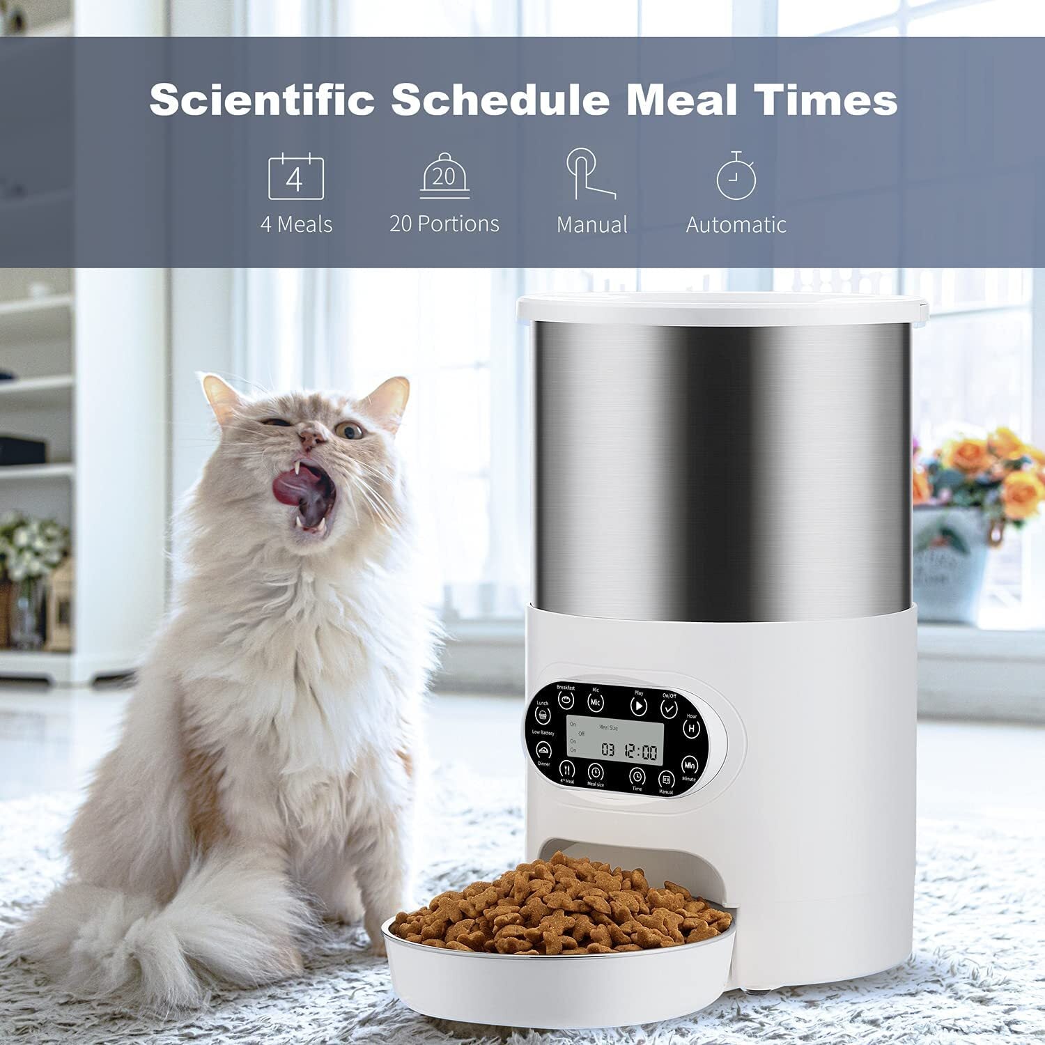 Dog Bowls, Feeders & Waterers: YES4PETS Electric Automatic Pet Dog Cat Rabbit Feeder Stainless Steel 3L Dispenser