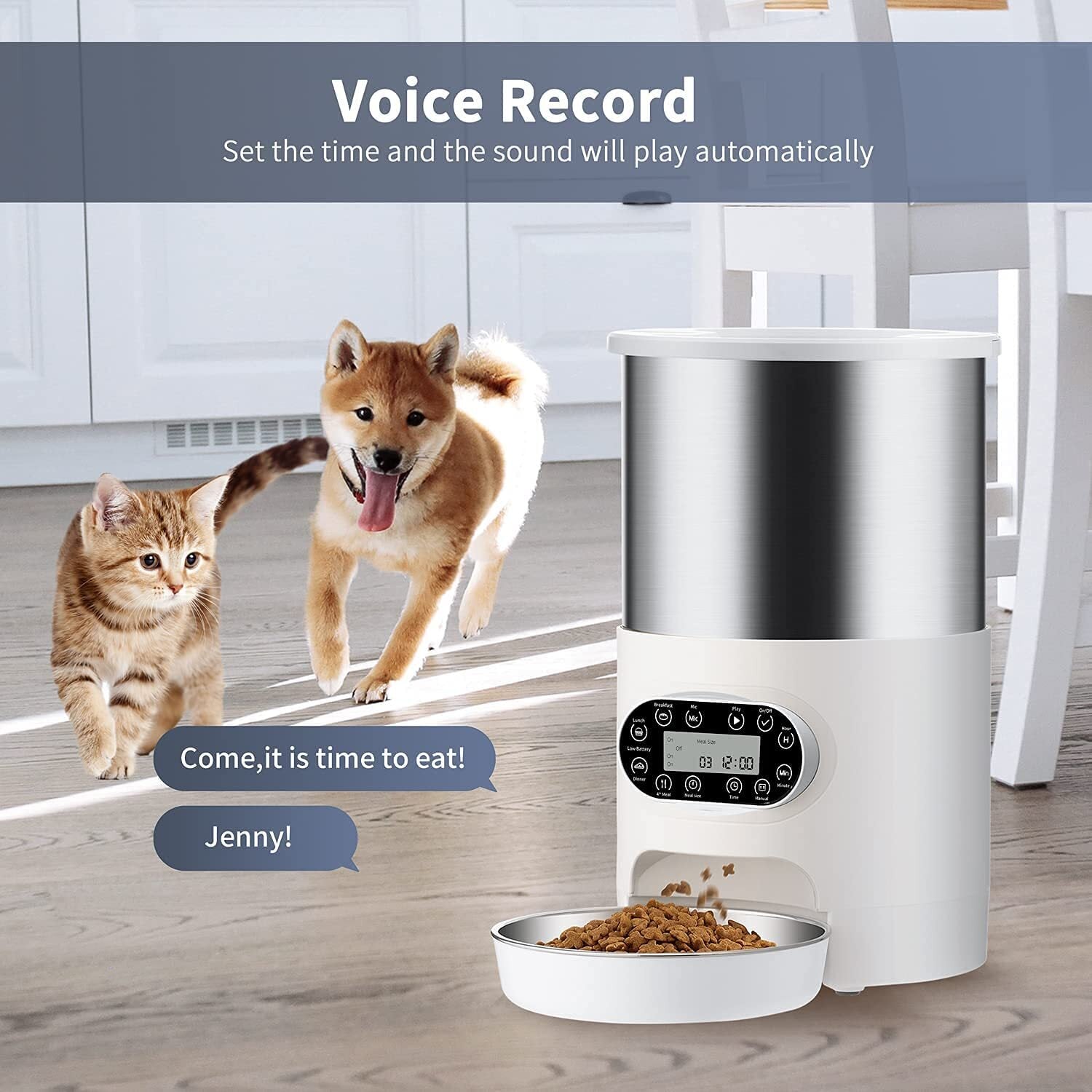 Dog Bowls, Feeders & Waterers: YES4PETS Electric Automatic Pet Dog Cat Rabbit Feeder Stainless Steel 3L Dispenser