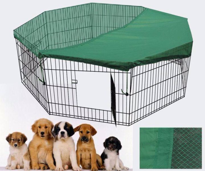 Dog Playpens & Gates: YES4PETS 24' Dog Rabbit Playpen Exercise Puppy Enclosure Fence With Cover