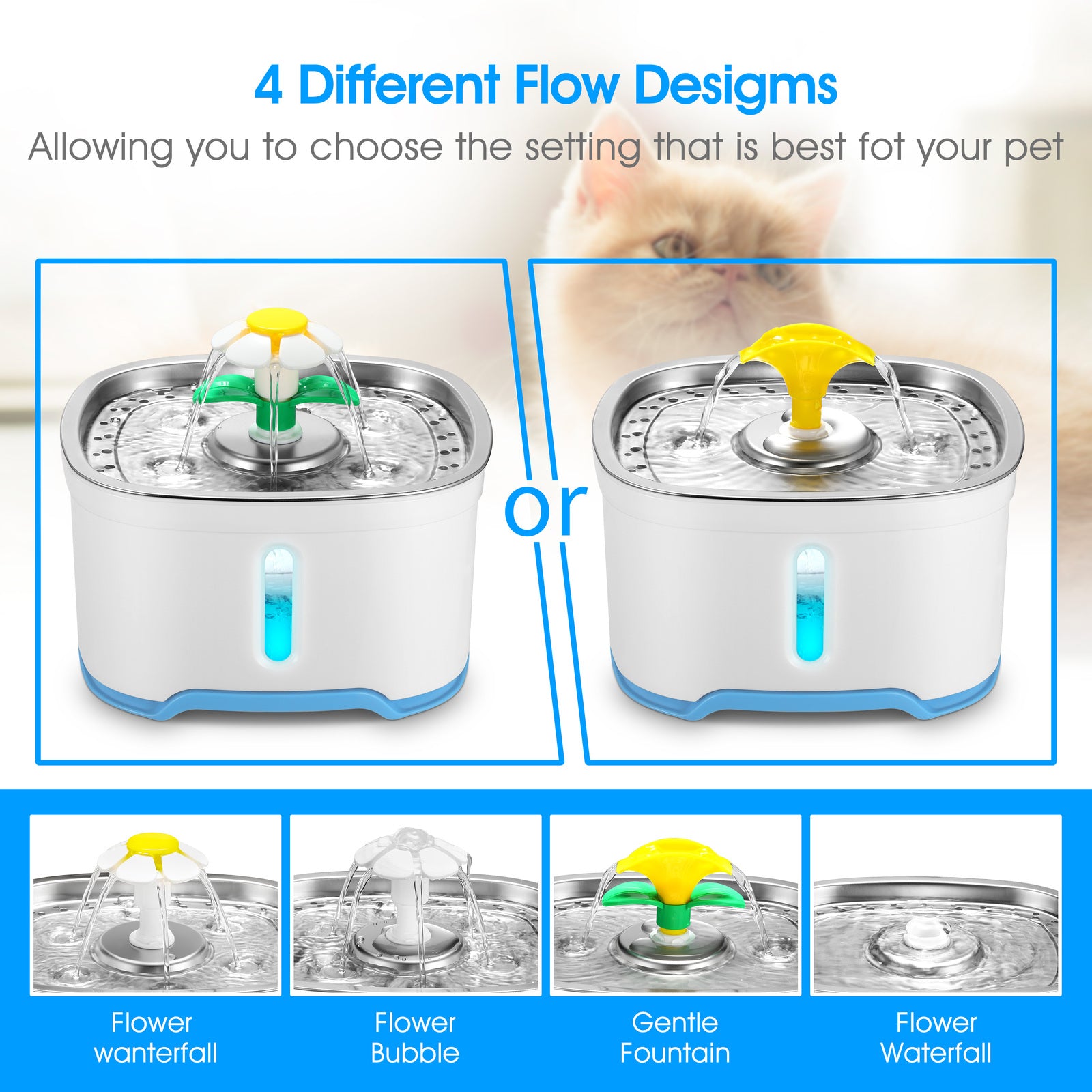 Dog Bowls, Feeders & Waterers: YES4PETS 2.5L Automatic Electric Pet Water Fountain Dog Cat Water Feeder Bowl Dispenser