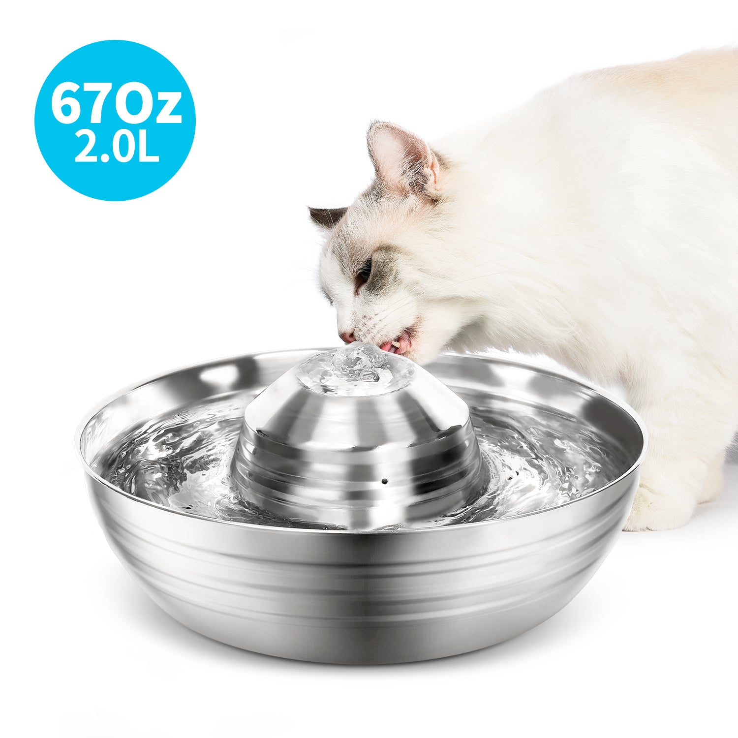 Dog Bowls, Feeders & Waterers: YES4PETS 2L Automatic Electric Pet Water Fountain Dog Cat Stainless Steel Feeder Bowl Dispenser