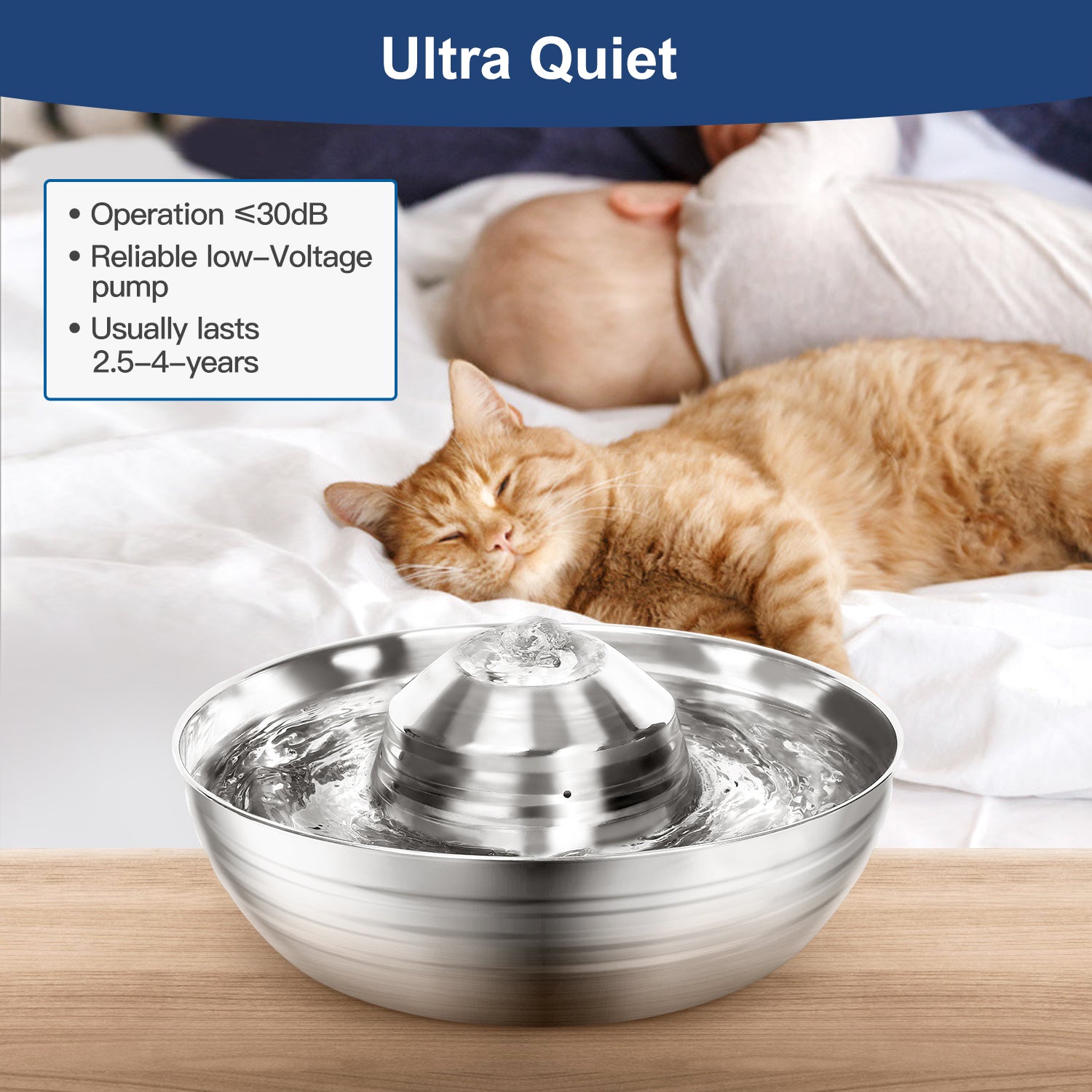 Dog Bowls, Feeders & Waterers: YES4PETS 2L Automatic Electric Pet Water Fountain Dog Cat Stainless Steel Feeder Bowl Dispenser