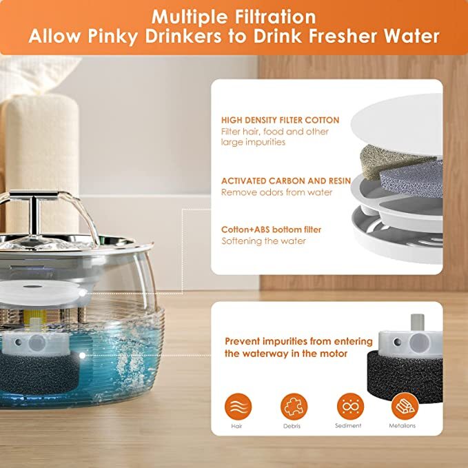Dog Bowls, Feeders & Waterers: YES4PETS 3L Automatic Electric Pet Water Fountain Dog Cat Stainless Steel Feeder Bowl Dispenser White
