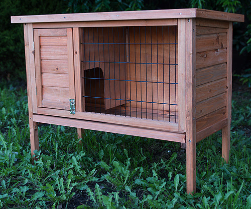 Small Animal Habitats & Cages: YES4PETS Single Wooden Pet Rabbit Hutch Guinea Pig Cage with Slide out Tray