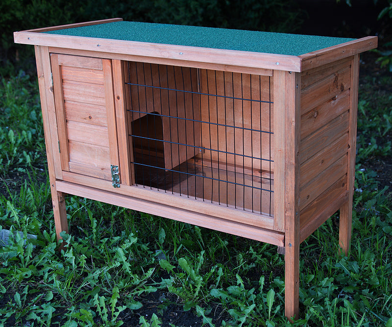 Small Animal Habitats & Cages: YES4PETS Single Wooden Pet Rabbit Hutch Guinea Pig Cage with Slide out Tray