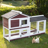 Small Animal Habitats & Cages: YES4PETS Double Storey Large Rabbit Hutch Guinea Pig Cat Cage , Ferret Cage With Pull Out Tray