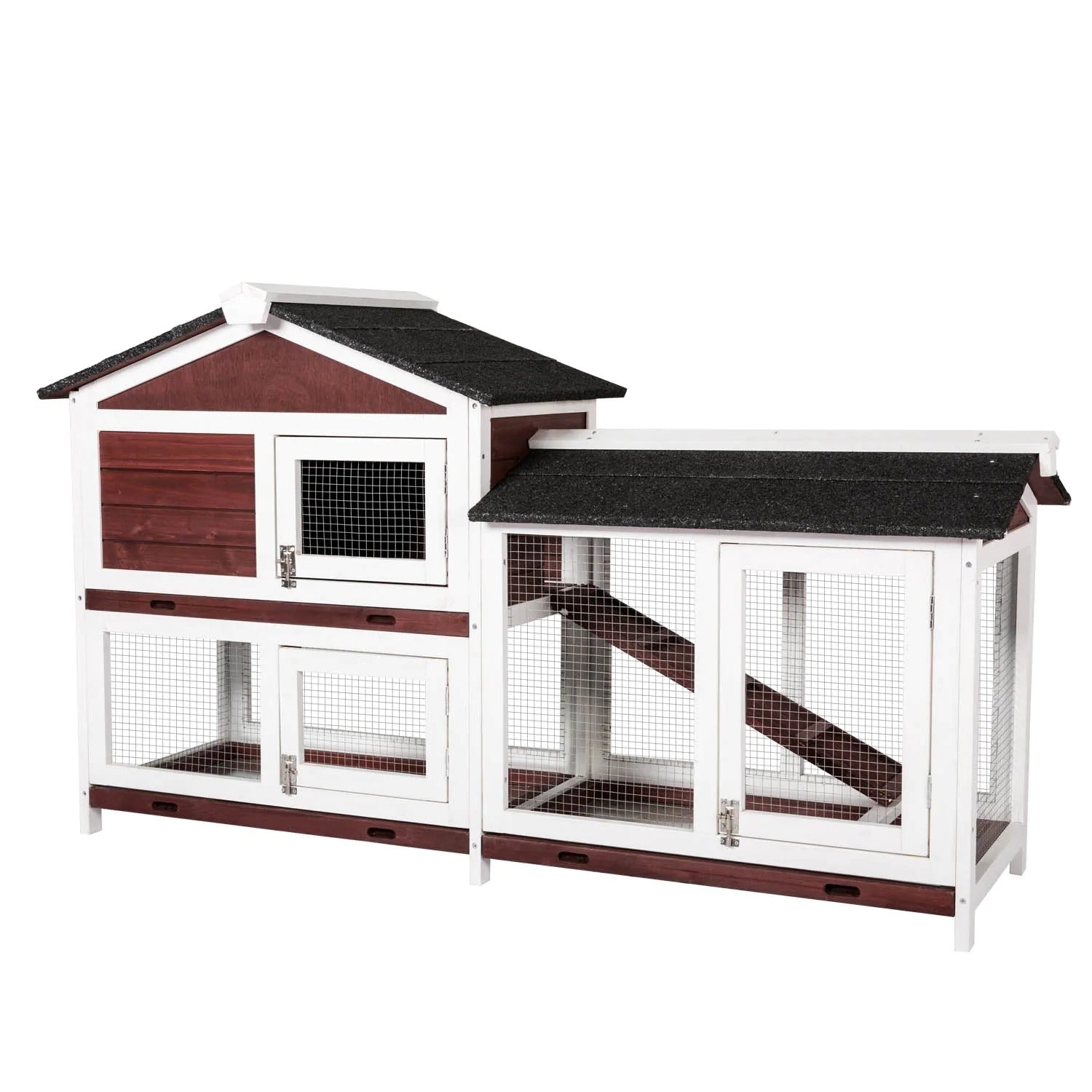 Small Animal Habitats & Cages: YES4PETS Double Storey Large Rabbit Hutch Guinea Pig Cat Cage , Ferret Cage With Pull Out Tray