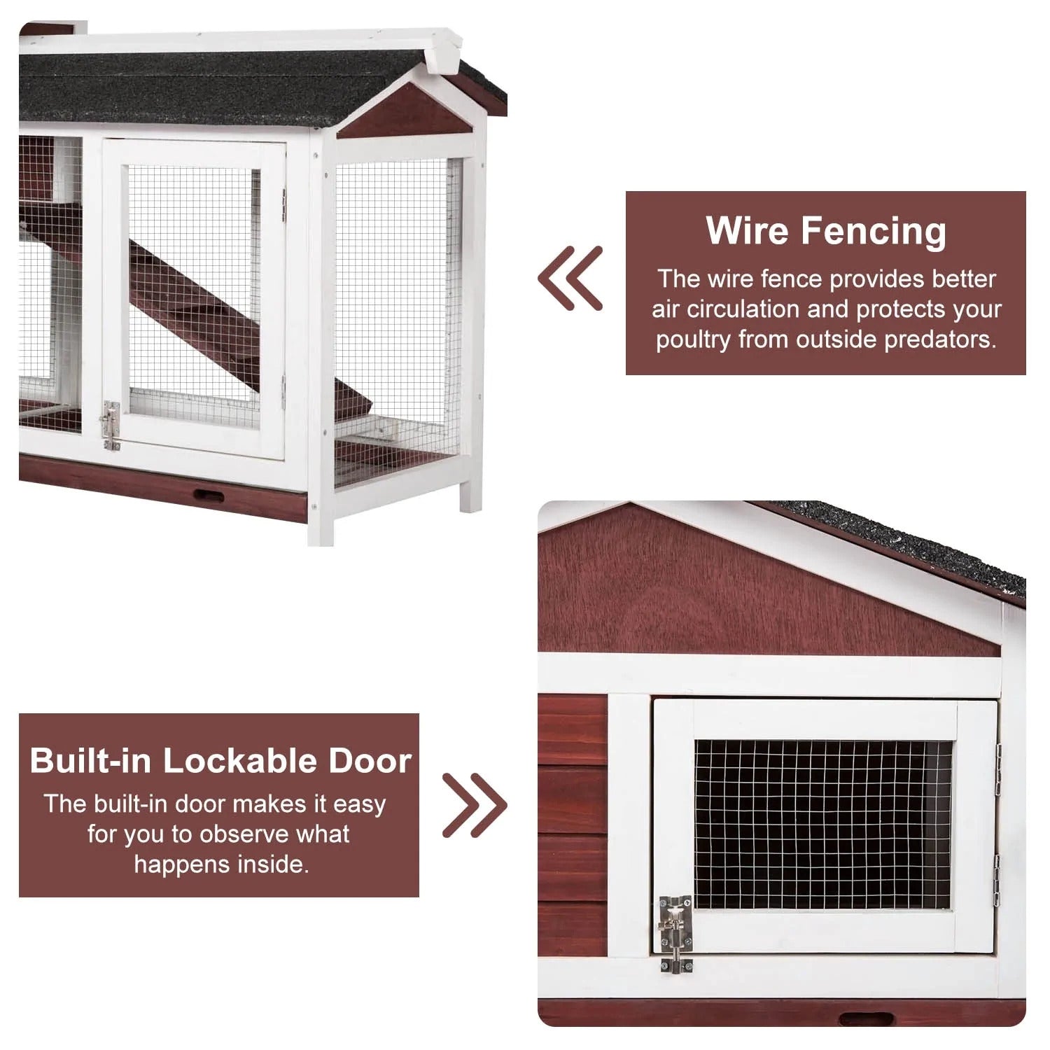 Small Animal Habitats & Cages: YES4PETS Double Storey Large Rabbit Hutch Guinea Pig Cat Cage , Ferret Cage With Pull Out Tray