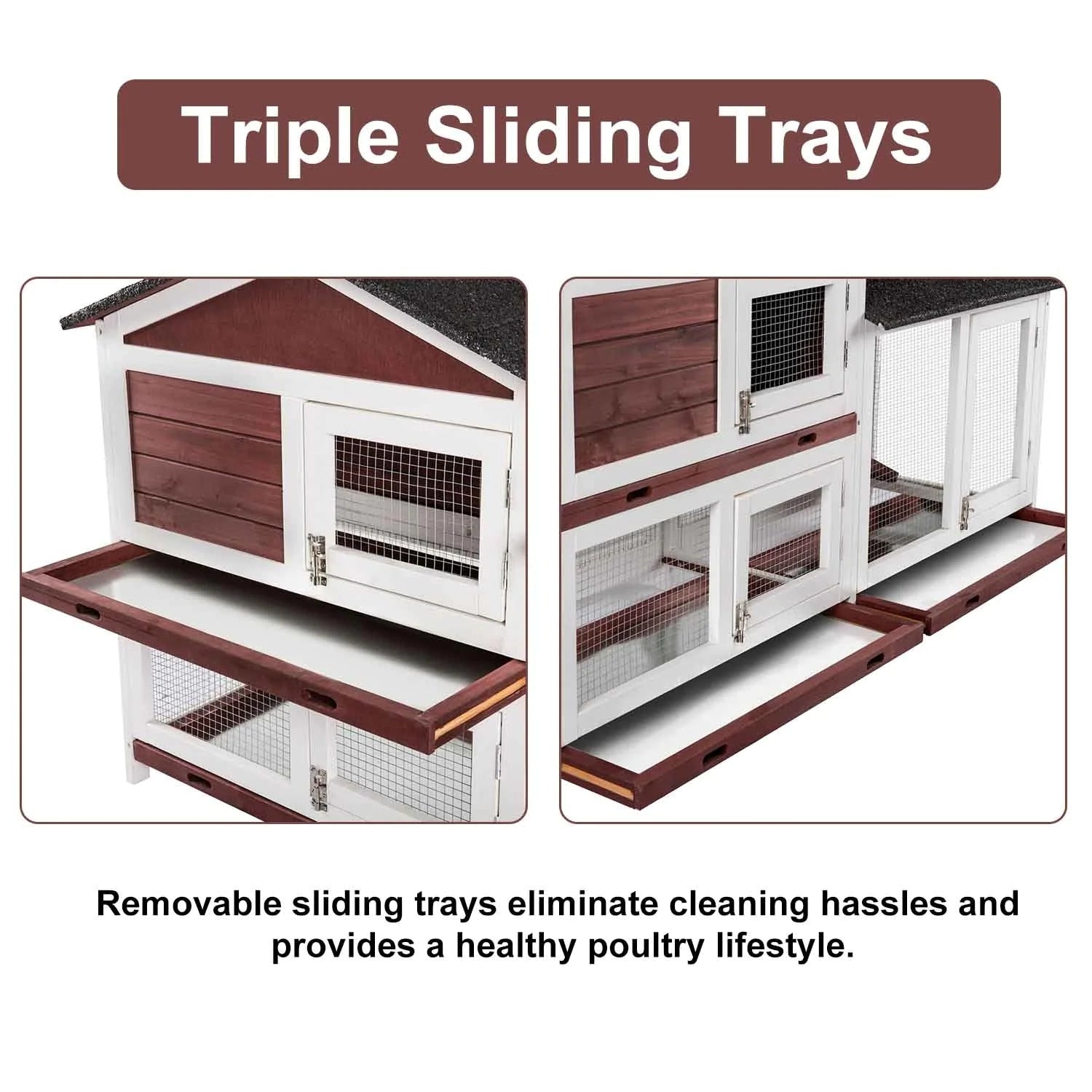 Small Animal Habitats & Cages: YES4PETS Double Storey Large Rabbit Hutch Guinea Pig Cat Cage , Ferret Cage With Pull Out Tray
