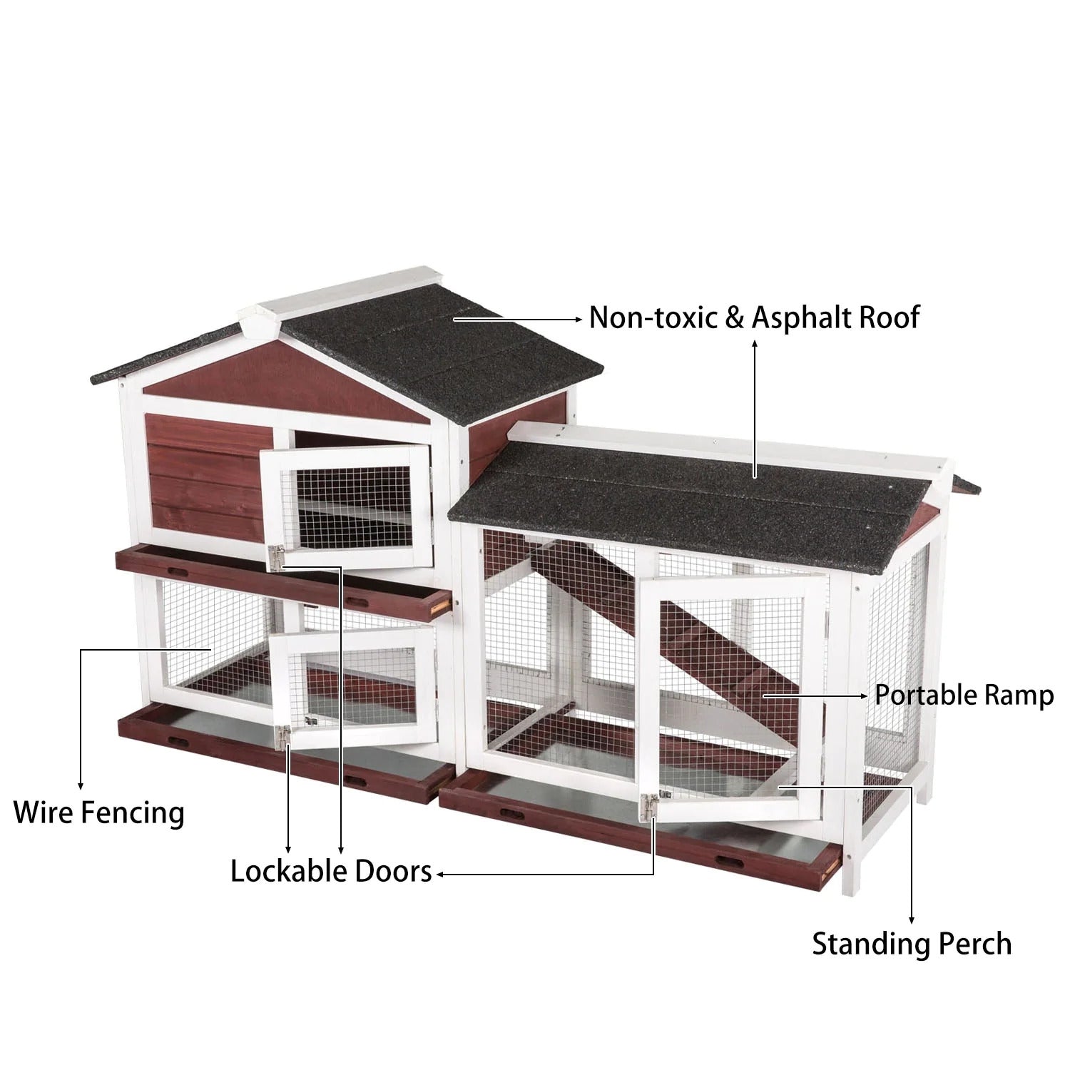 Small Animal Habitats & Cages: YES4PETS Double Storey Large Rabbit Hutch Guinea Pig Cat Cage , Ferret Cage With Pull Out Tray