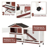Small Animal Habitats & Cages: YES4PETS Double Storey Large Rabbit Hutch Guinea Pig Cage , Ferret Cage With Pull Out Tray On Wheels