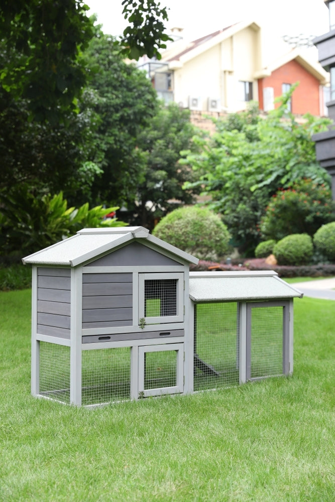 Small Animal Habitats & Cages: YES4PETS 148cm Rabbit Hutch Quail Run Wooden Cage Guinea Pig Cage House