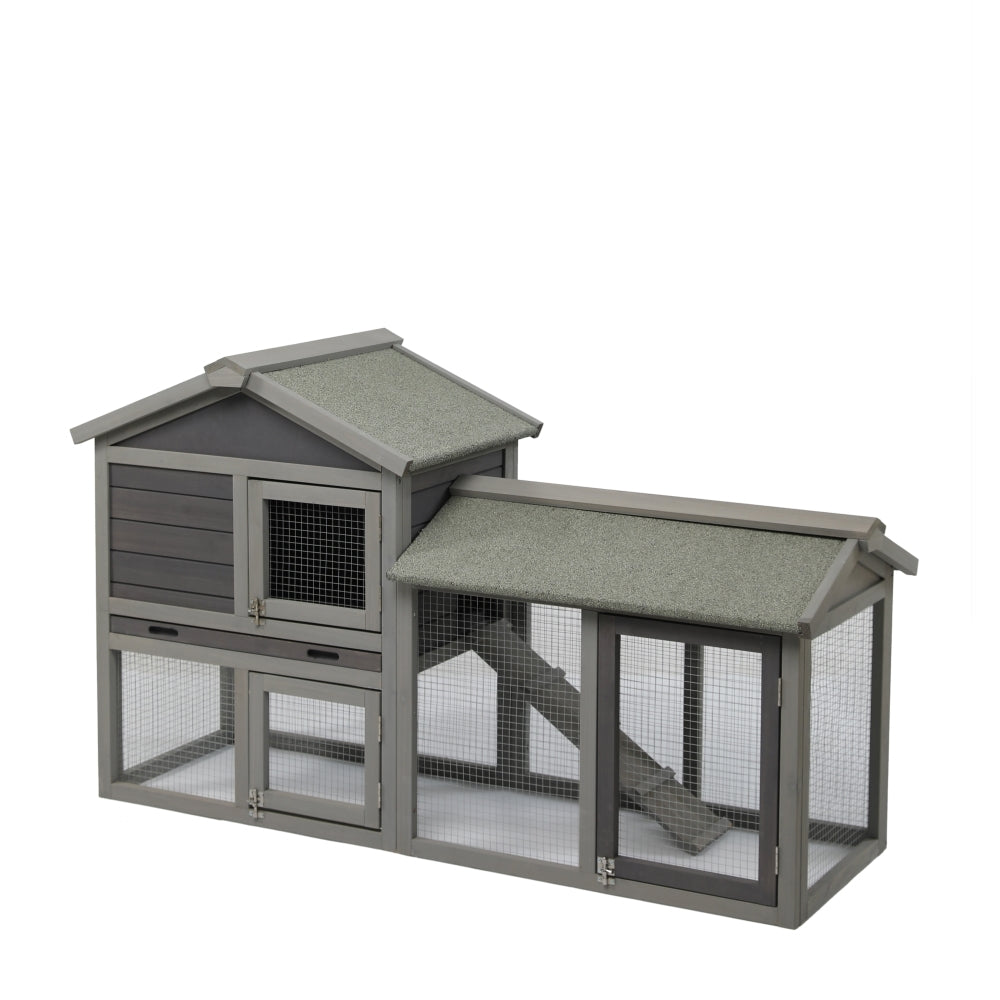 Small Animal Habitats & Cages: YES4PETS 148cm Rabbit Hutch Quail Run Wooden Cage Guinea Pig Cage House