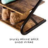 Shoe Storage: Matte Black Frame Rustic Wood 3-Tier Medium Shoe Rack Shelf Stand Storage Organizer